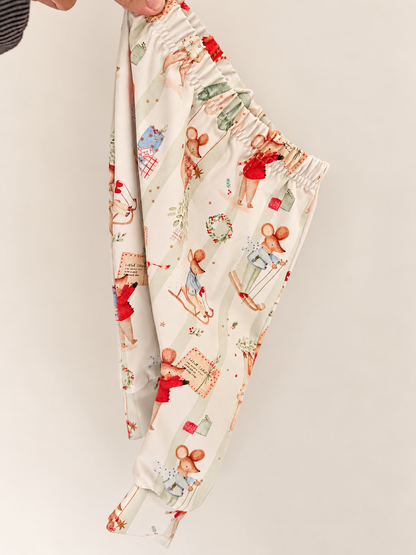 Merry Little Mice Leggings - Sage