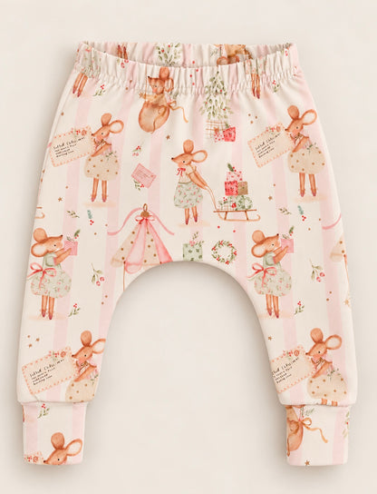 Merry Little Mice Leggings - Blush
