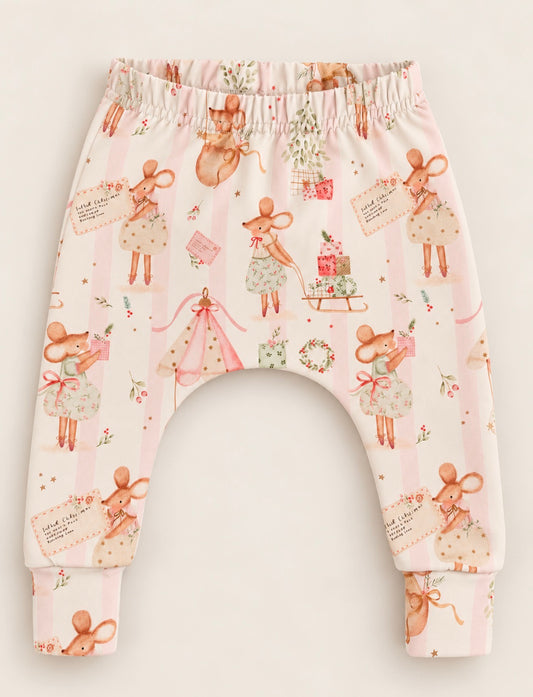 Merry Little Mice Leggings - Blush