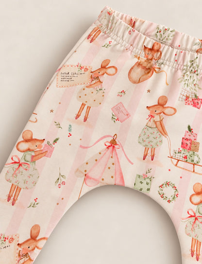 Merry Little Mice Leggings - Blush