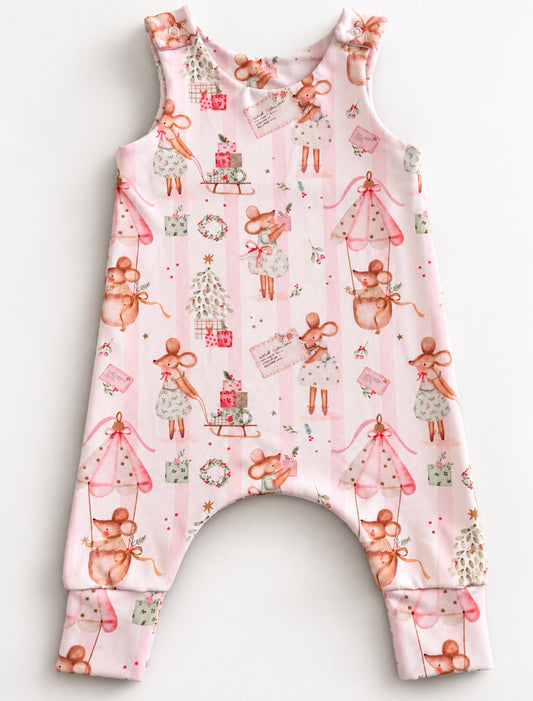 Merry Little Mice Romper - Blush